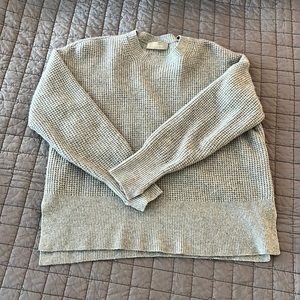 Everlane grey waffle cashmere sweater